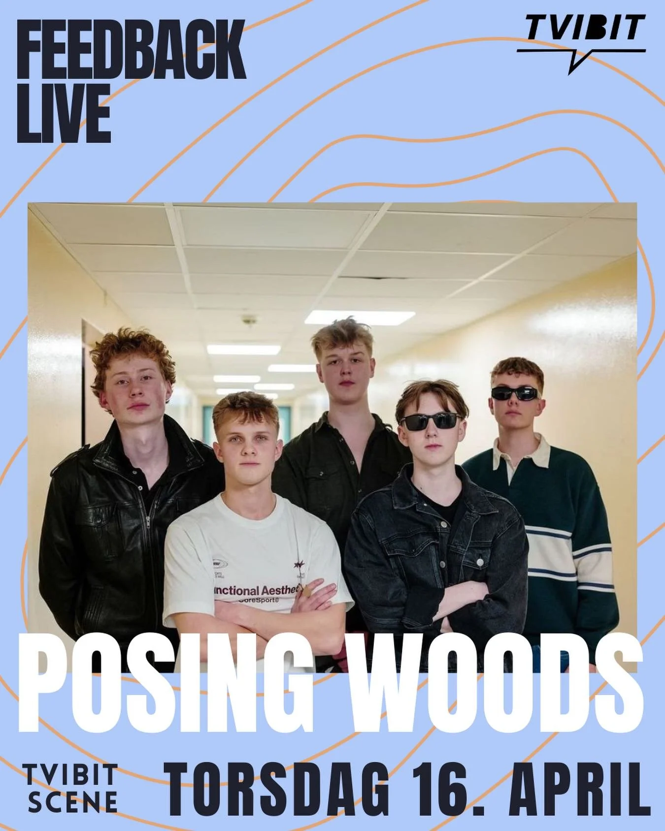 F&oslash;rst ut p&aring; scenen under Feedback Live: Posing Woods  Posing Woods er et fremadstormende rockeband fra Vester&aring;len, etablert i 2020. Med r&oslash;tter i m&oslash;rk, melodisk alternativrock kombinerer de post-punkens driv med sterke