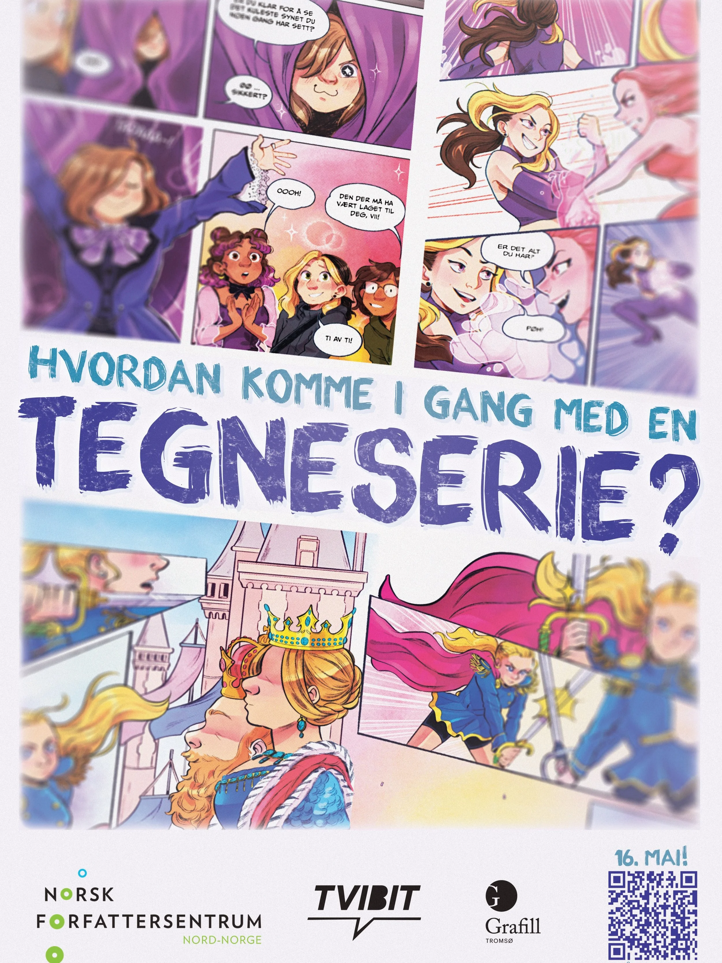 Bli med p&aring; workshop l&oslash;rdag 16. mai - kl 12:00-15:00 p&aring; Tvibit!🙌

Har du noen gang lurt p&aring; hvordan det er &aring; jobbe med tegneserier?🧐🖌️

I denne workshopen vil Cathrine Sandm&aelig;l fortelle hvordan hun selv startet &a