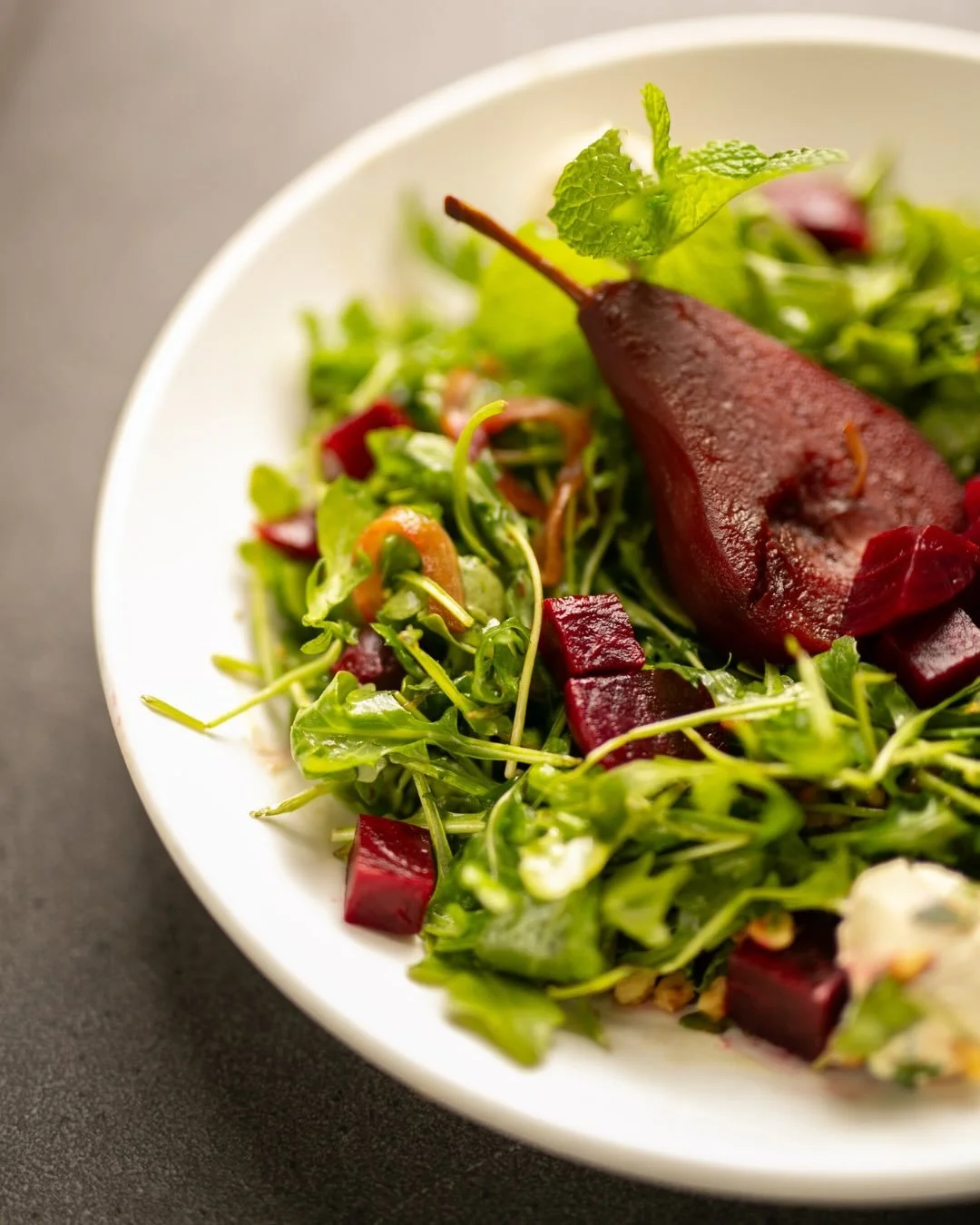 A fall dish you shouldn&rsquo;t miss: Radiant Roots Salad 🌱

An earthy blend of arugula, beets, red wine&ndash;poached pears, and balsamic-marinated onions, topped with spiced walnuts and silky cashew ricotta. Dressed in a zesty lemon-thyme vinaigre