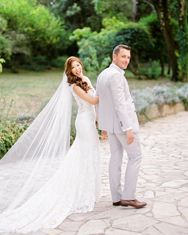 Love the candid shots moments after becoming #mrandmrs ! Huge love to these two who celebrated their anniversary this week - I still dream about their  beautiful wedding location , a gorgeous villa nestled between olive groves in #Cannes - #perfectfr
