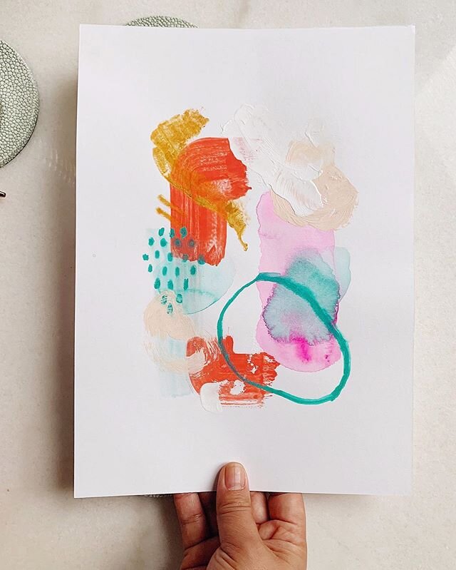 &ldquo;She is &hellip; bold and spontaneous&hellip; &rdquo;
S&eacute;ries J no.1 , Original piece on A4 300gsm paper - three original pieces left from this series - love how summery they make me feel! &laquo;&nbsp;Vibrant teal seeps into bright pink 