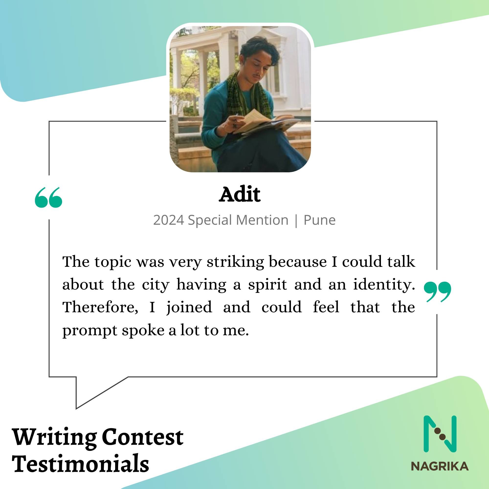 The most awaited Nagrika Youth Writing Contest 2024 will be starting soon!

Our 2023 Youth Writing Contest was remarkable as it left on us, a core memory of our participants&rsquo; expressions of thoughts.

Here is what our 2nd prize winner, Roma has
