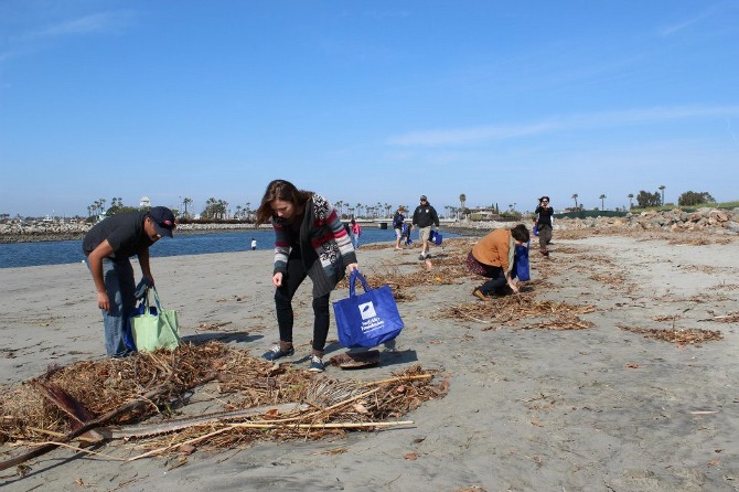 Beach clean up at Seal Beach, Ca