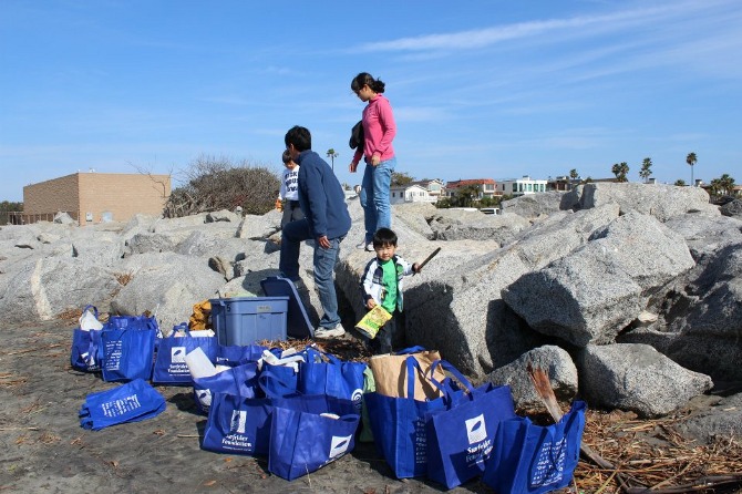 Beach clean up at Seal Beach, Ca