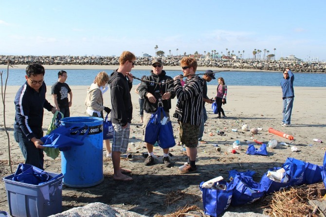 Beach clean up at Seal Beach, Ca