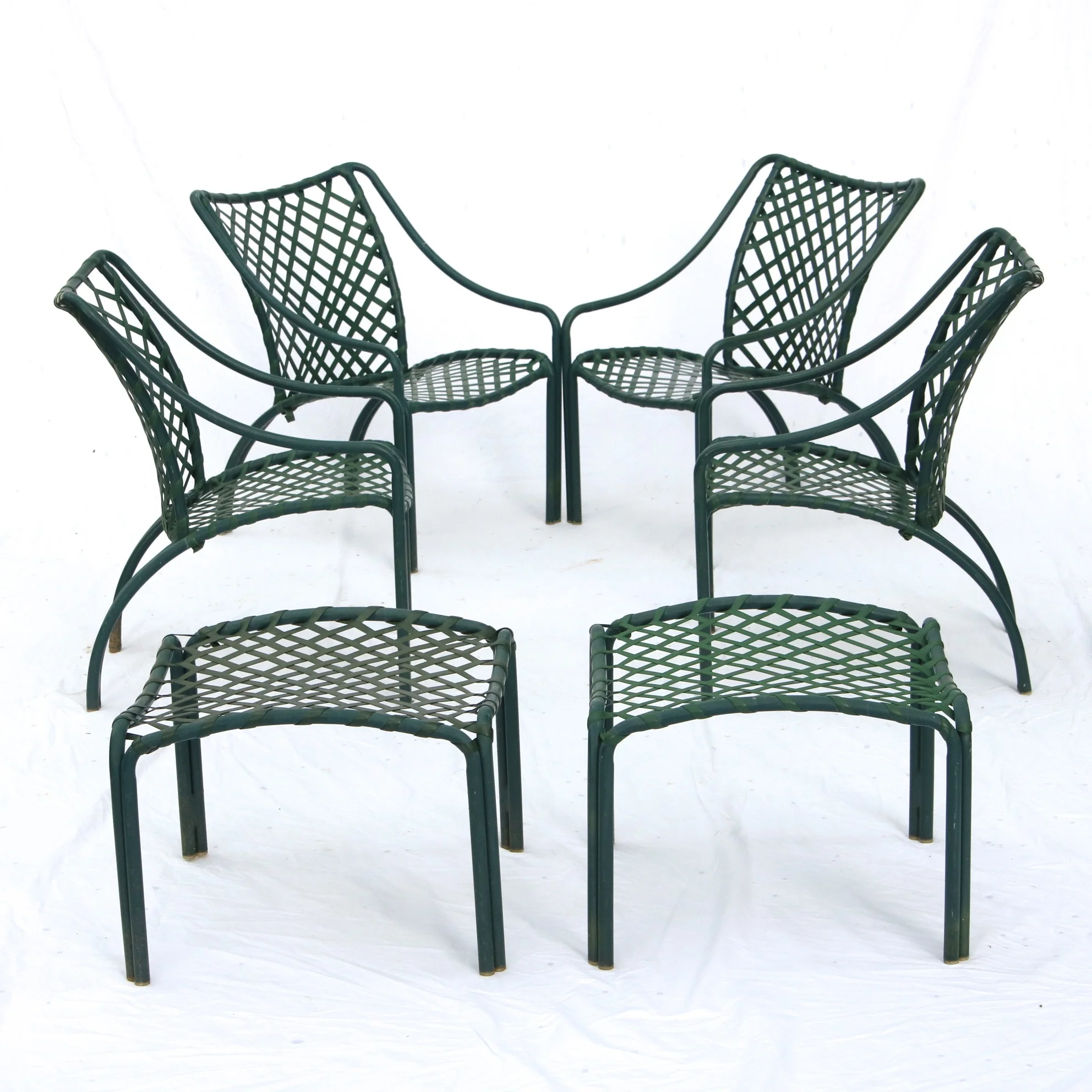 Vintage Brown Jordan Tamiami Green Patio Set 4 Chairs 2 Foot Brown Jordan Tamiami Green Patio
