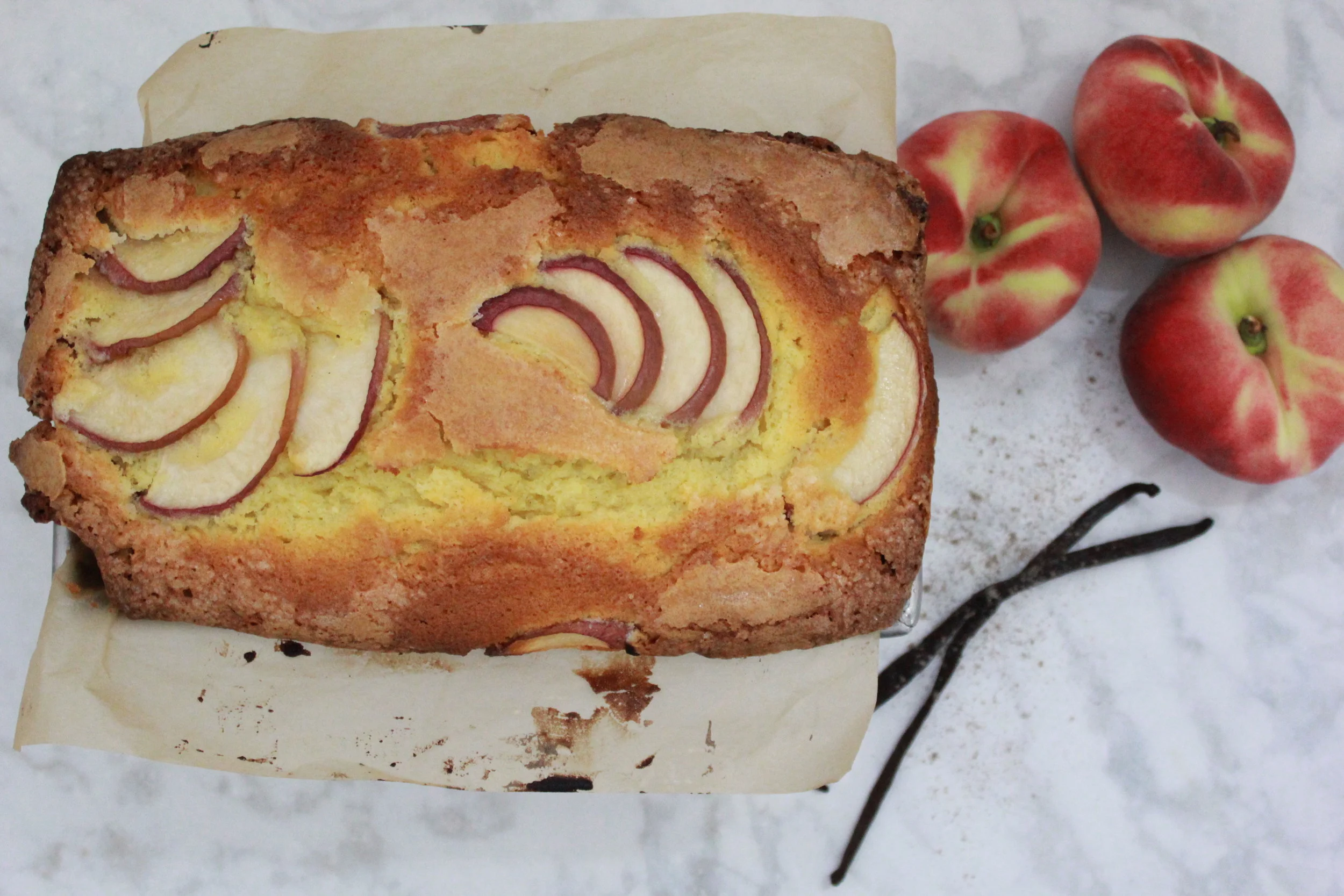 Peach Ginger & Cardamom Loaf Cake