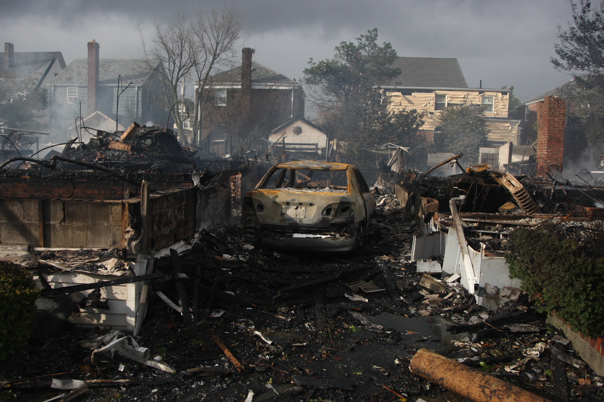  The aftermath of a residential fire after Hurricane Sandy in the Rockaways. 