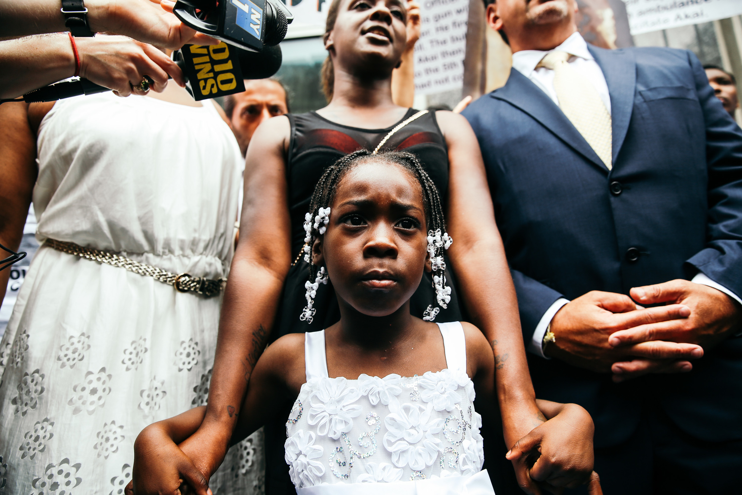 Kimiya Gurley, step daughter of Akai Gurley at a press conference near Brooklyn Supreme Court regarding the prosecution of Peter Liang, a NYPD officer who shot and killed Gurley.&nbsp; 
