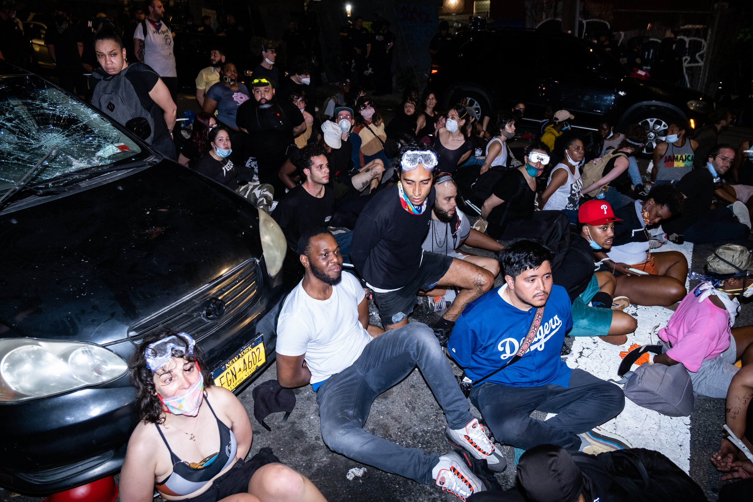  June 4, 2020: New York, NY -   Dozens of people are detained in the South Bronx as protesters and NYPD clash after George Floyd was killed while being detained by Minneapolis police on May 25.  