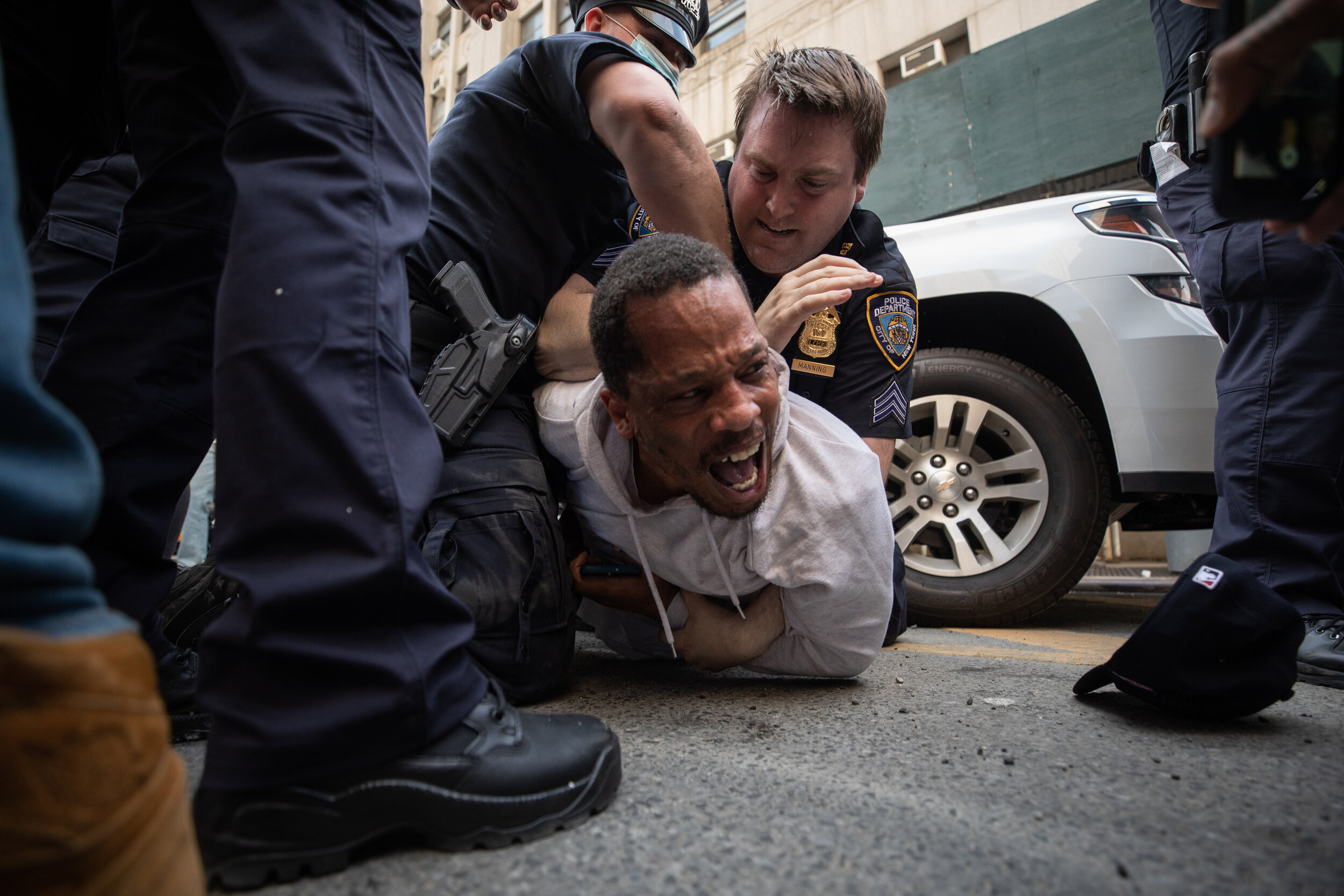  A man is arrested in Manhattan during a protest after the killing of George Floyd by Minneapolis Police officer Derek Chauvin.  
