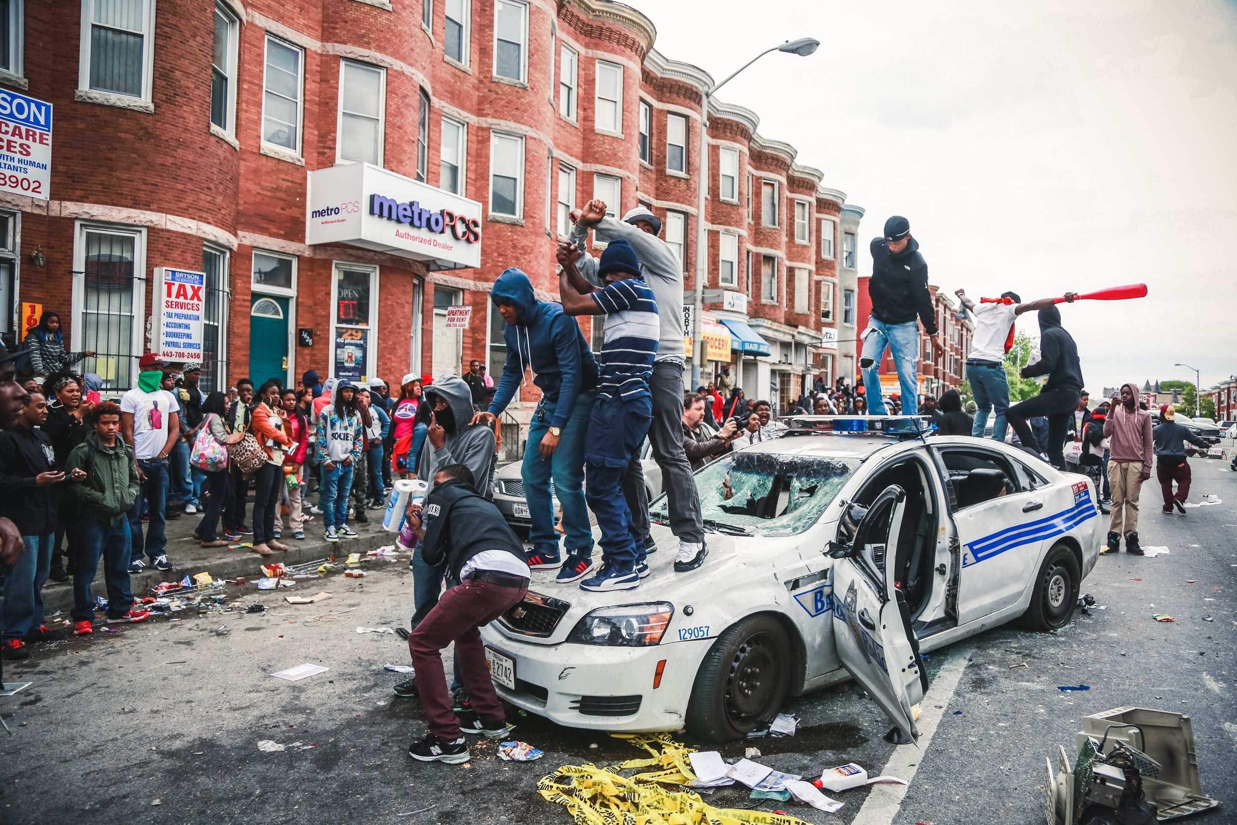  A riot in Baltimore after the funeral for Freddie Gray, who was killed by police while in custody.  