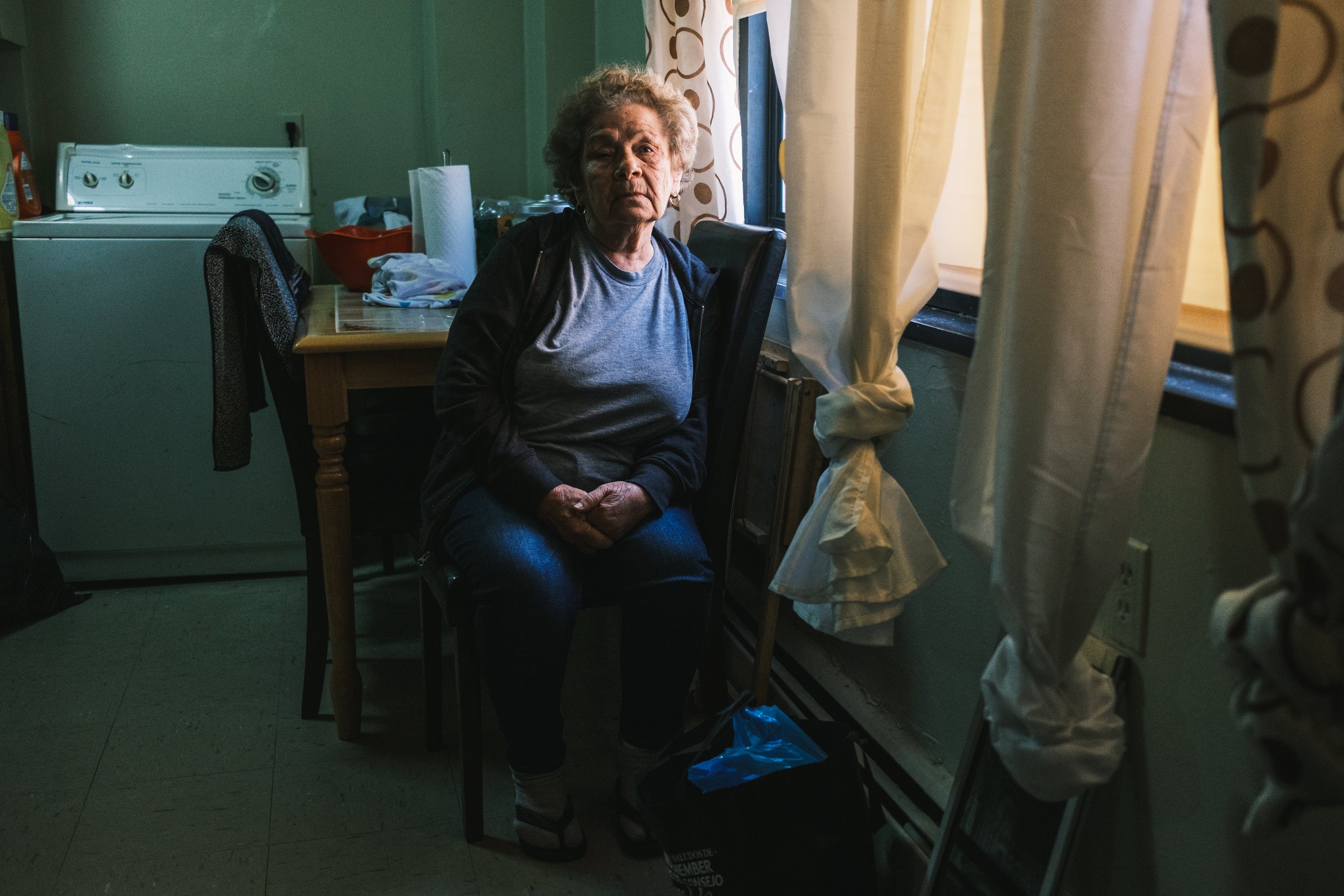  December 24, 2021 - Bronx, NY:  NYCHA resident Margarita Pabon, 83, in her apartment which has no heat. Pabon’s apartment building at the Bronx River Houses in the Bronx has not had heat in two weeks and despite multiple calls to the maintenance dep