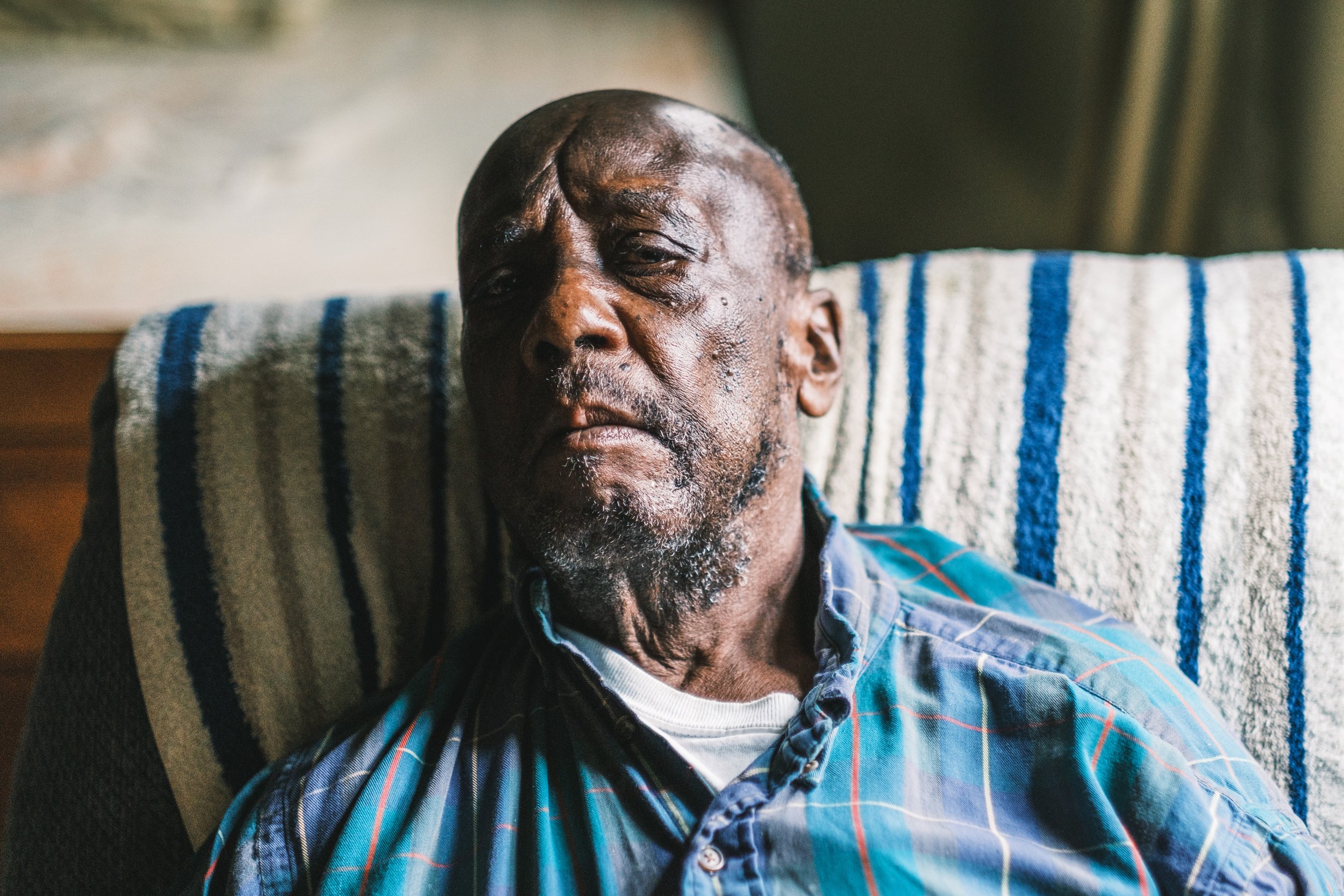  December 24, 2021 - Bronx, NY:  NYCHA resident Odell Griggs, 77, uses his stove to heat his apartment, which he leaves on even when he sleeps.  Griggs’ apartment building at the Bronx River Houses in the Bronx has not had heat in two weeks and despi