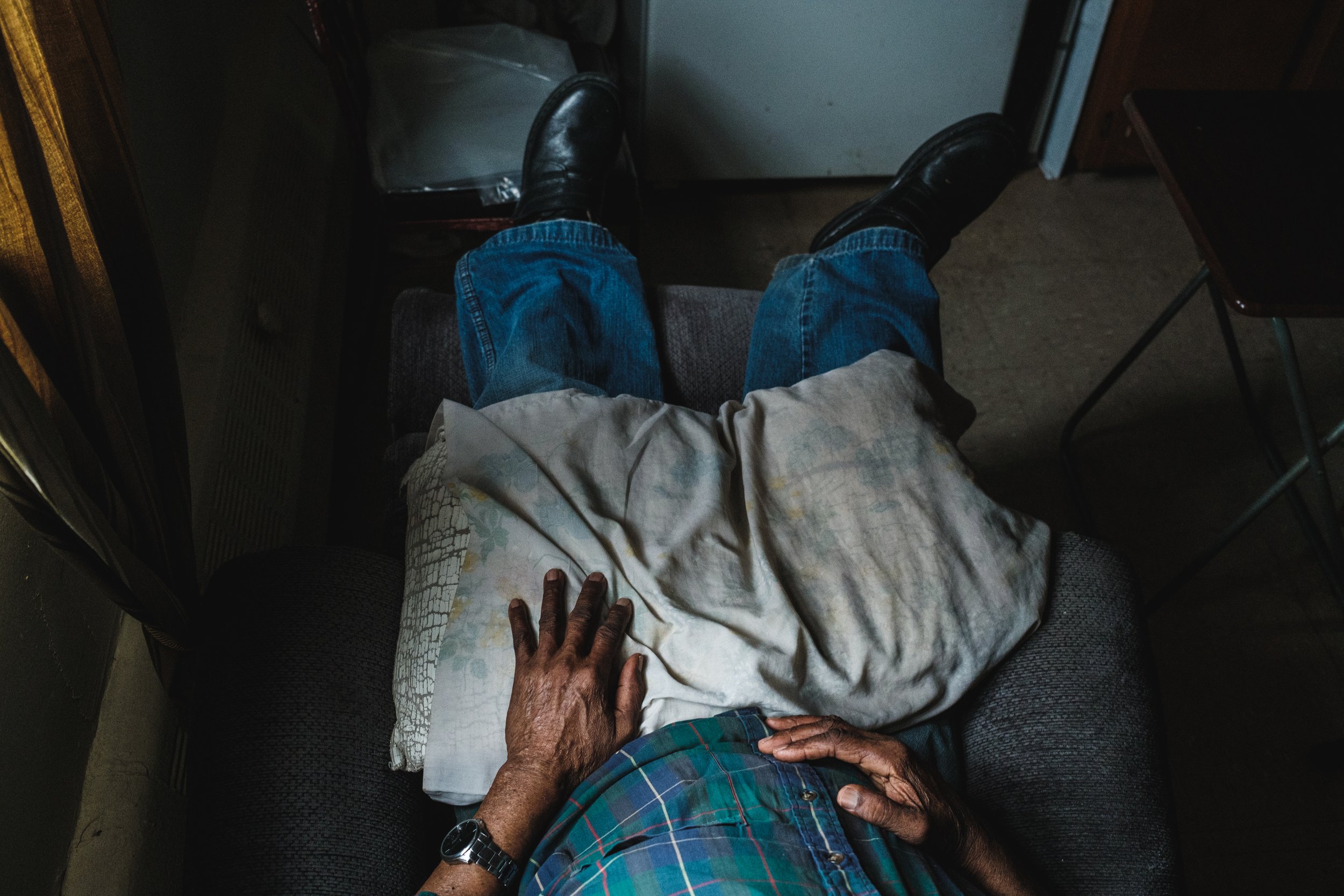  December 24, 2021 - Bronx, NY:  NYCHA resident Odell Griggs, 77, uses his stove to heat his apartment, which he leaves on even when he sleeps.  Griggs’ apartment building at the Bronx River Houses in the Bronx has not had heat in two weeks and despi