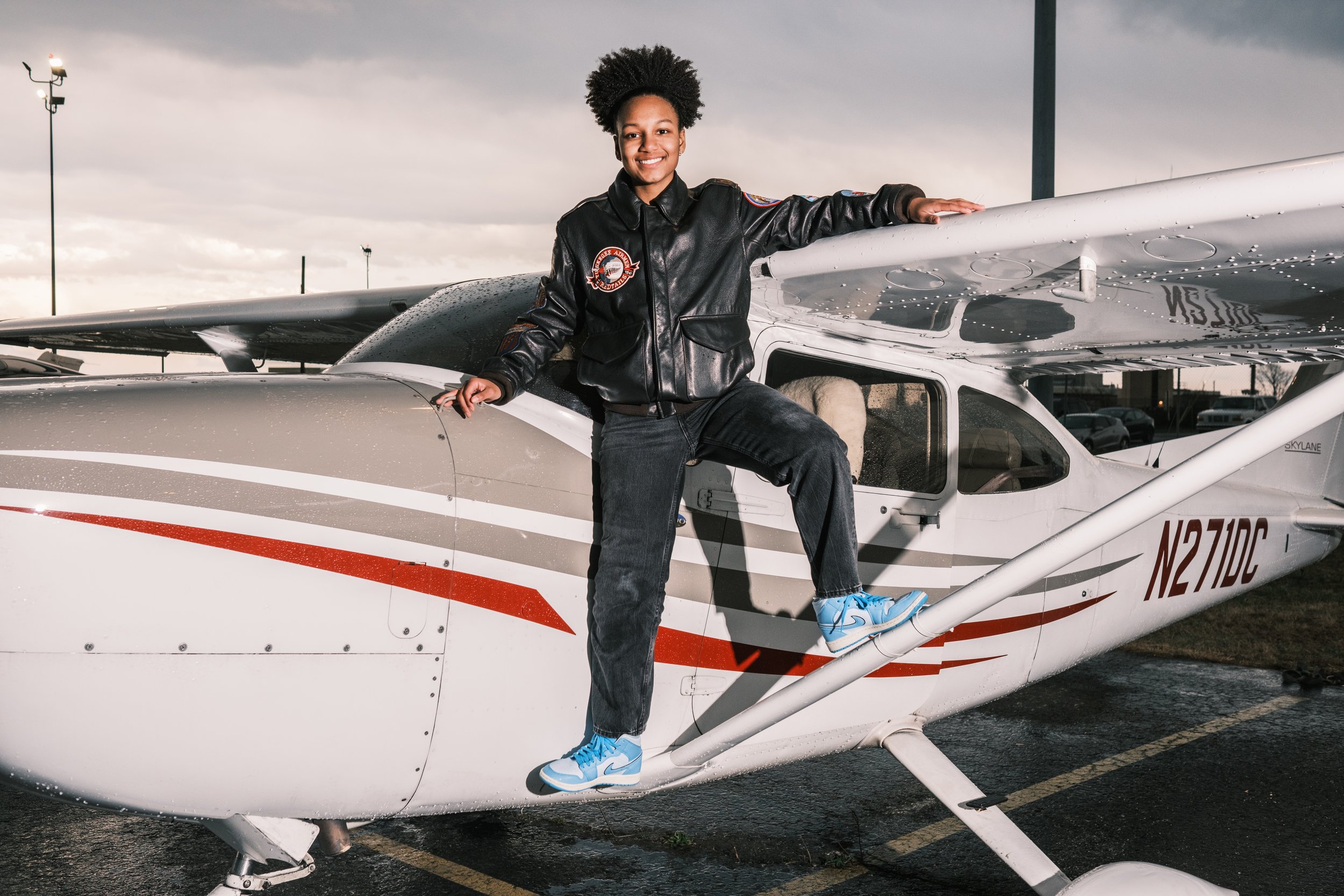  Kamora Freeland, 17, NY State’s youngest black pilot, at Republic Airport.  