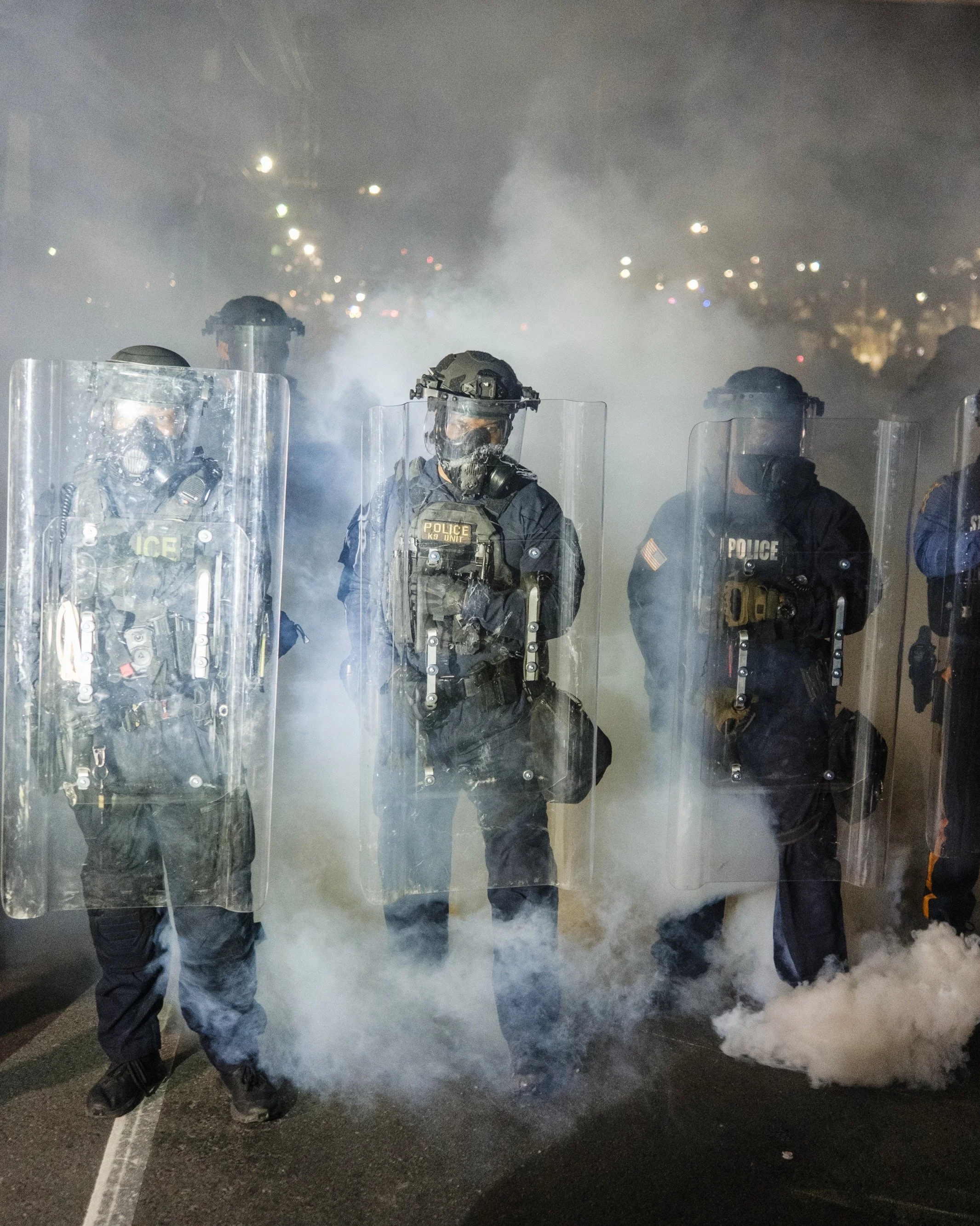 NJ State Police use riot police and tear gas to disperse crowds outside of Delaney Hall, an ICE immigration detention center that has been accused of prisoner abuse.  