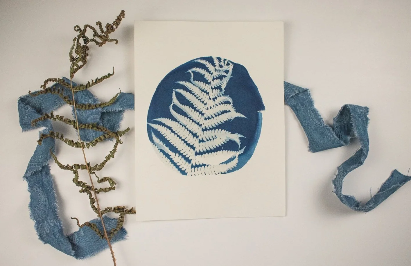 Jackie Partridge Round Blue Fern Cyanotype, 2021