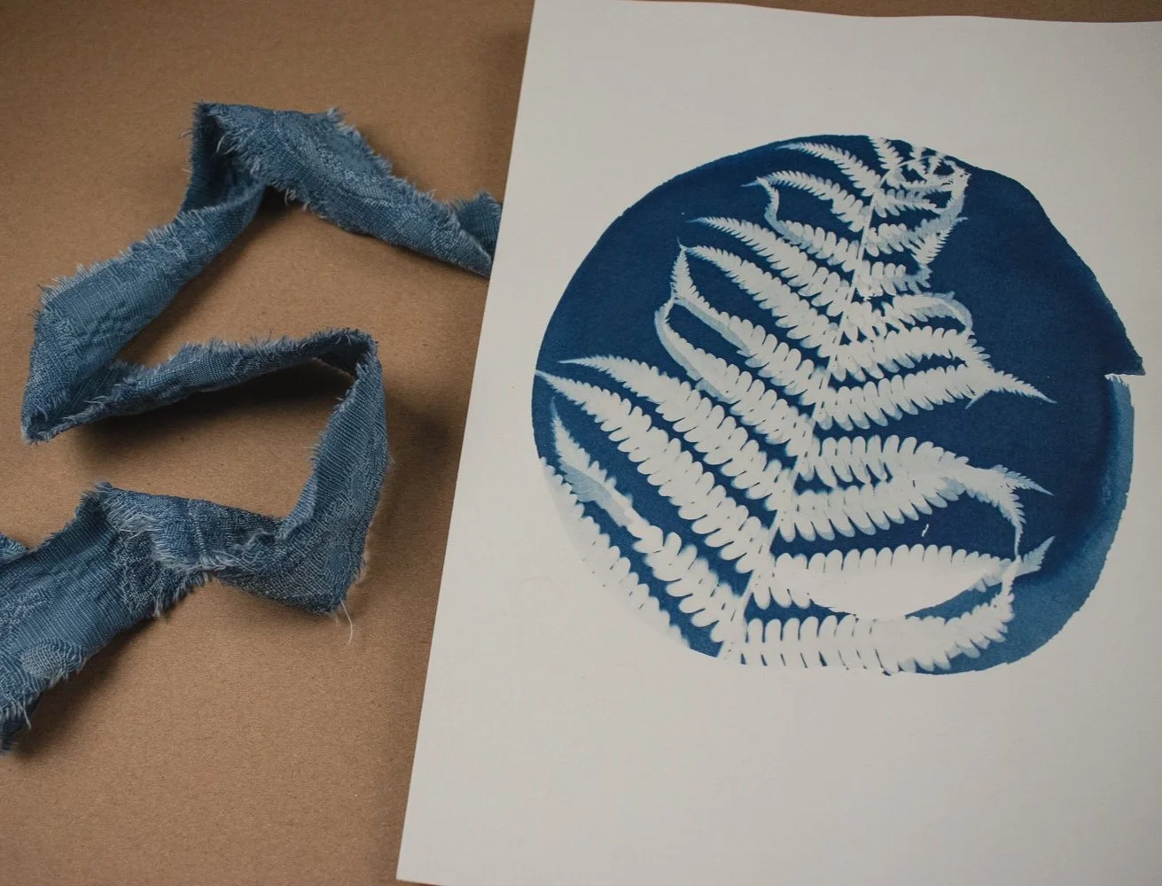 Jackie Partridge Round Fern Cyanotype Art, 2021