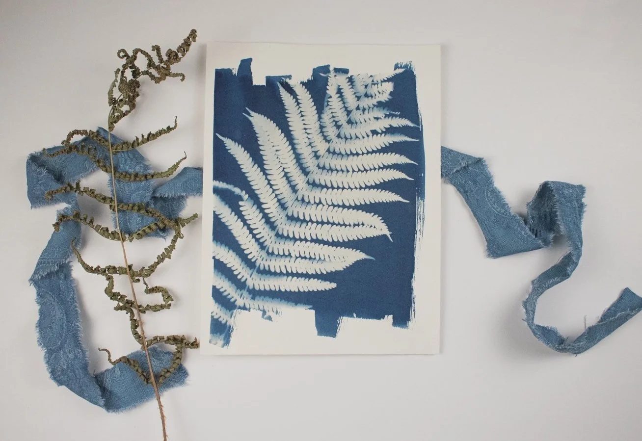 Jackie Partridge Big Blue Fern Cyanotype Art, 2021