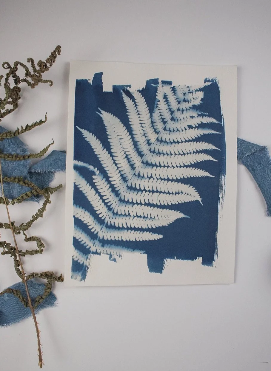 Jackie Partridge Big Blue Fern Cyanotype Art, 2021