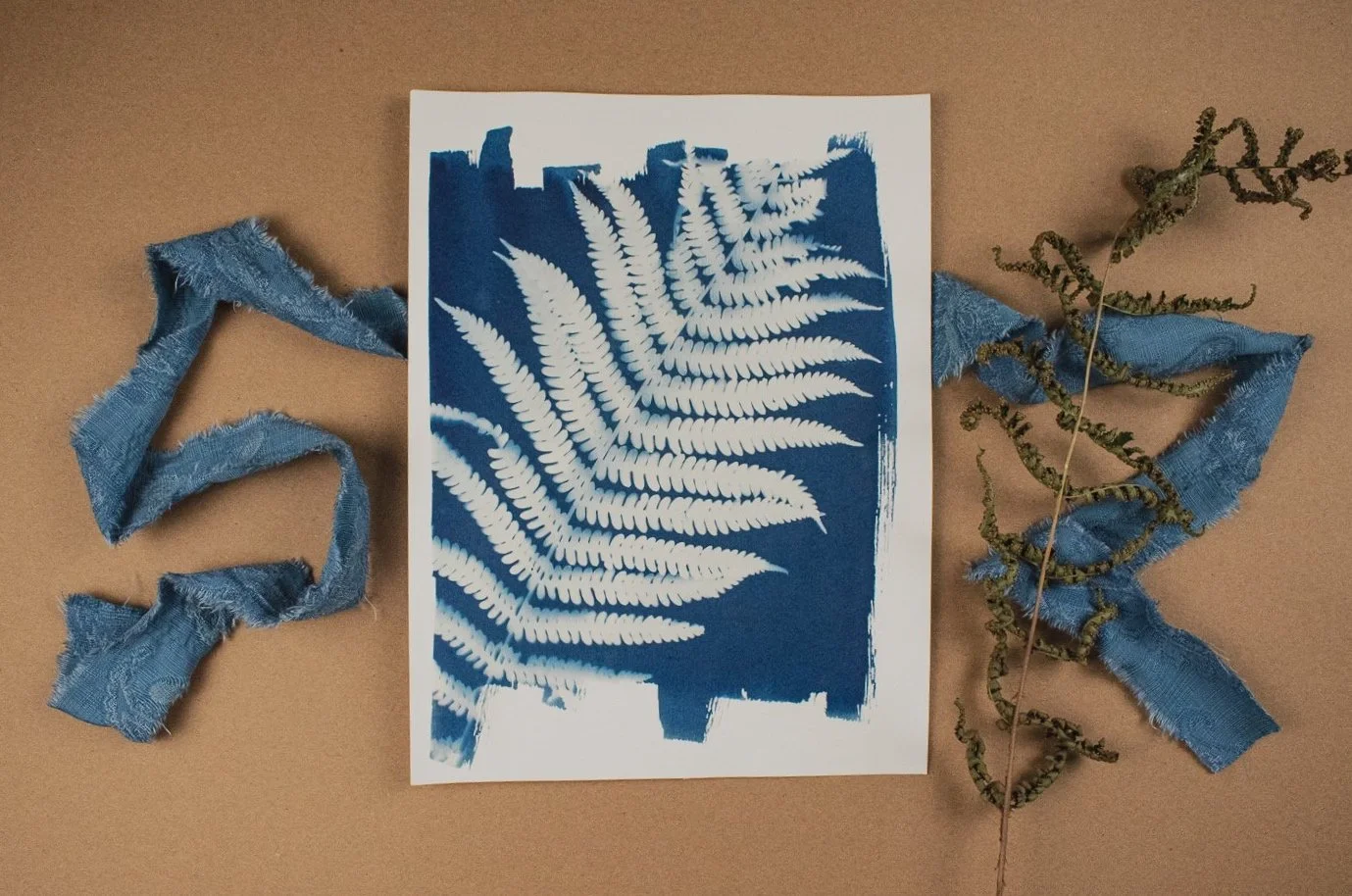 Jackie Partridge Big Blue Fern Cyanotype Art, 2021