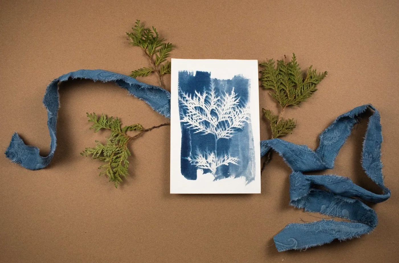 Jackie Partridge Cedar Rectangle Cyanotype Art, 2021