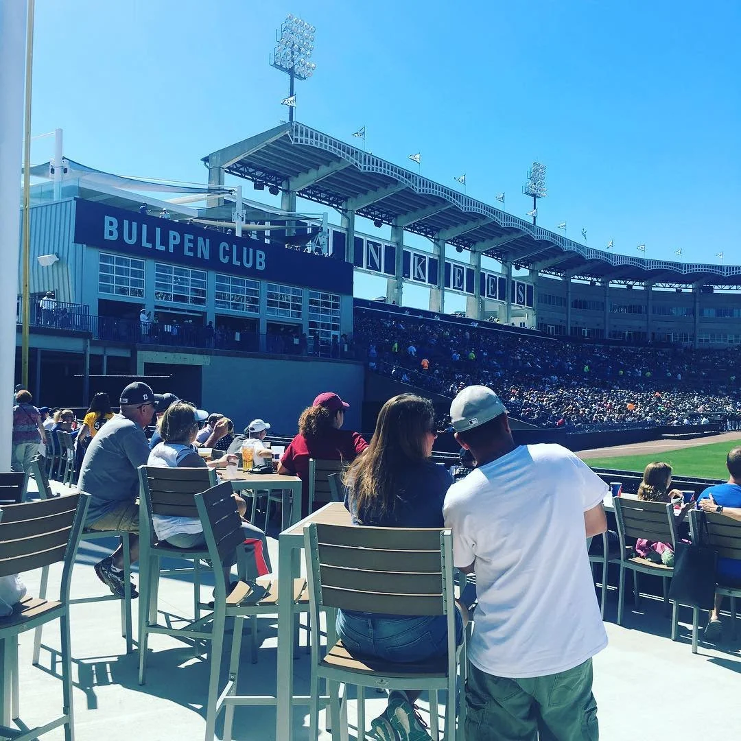 Best seats at Steinbrenner Field. Forget paying for seats....just grab a bar table in the Bleachers #taketheworld