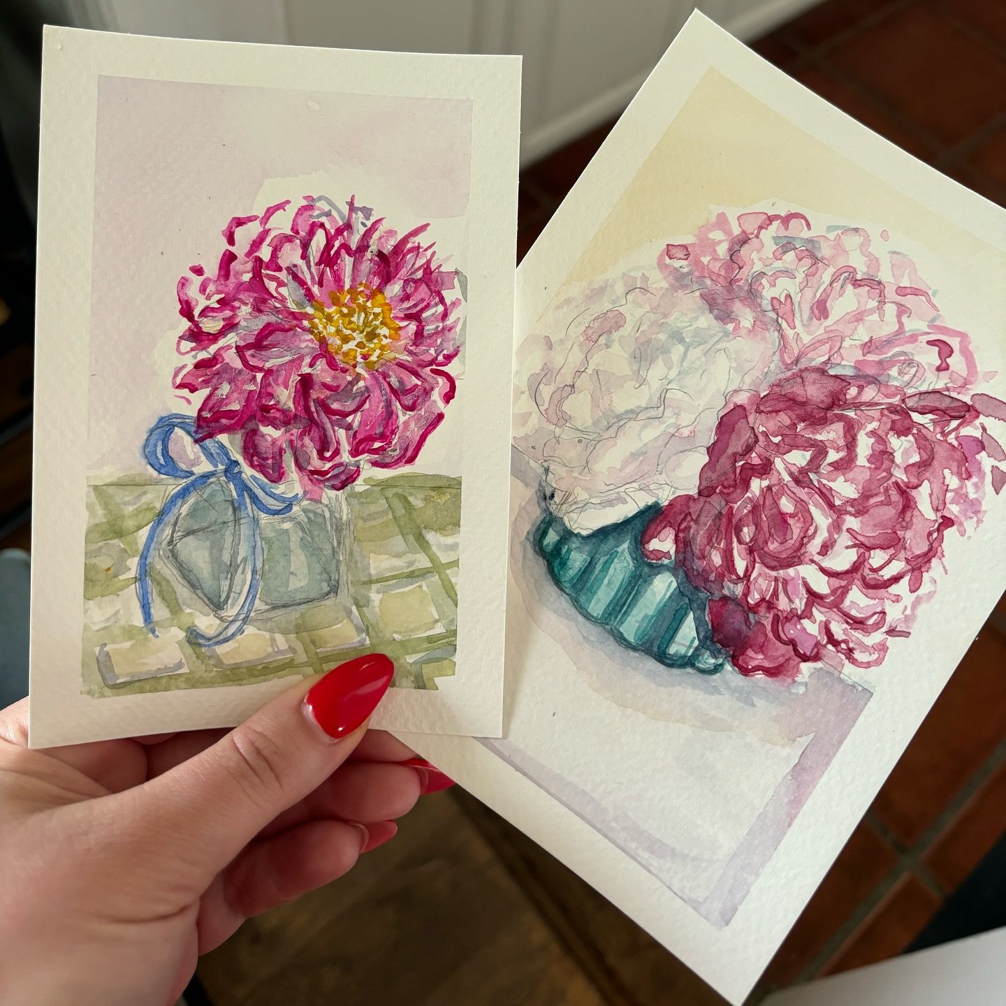 The first two paintings in my peony series 🥰