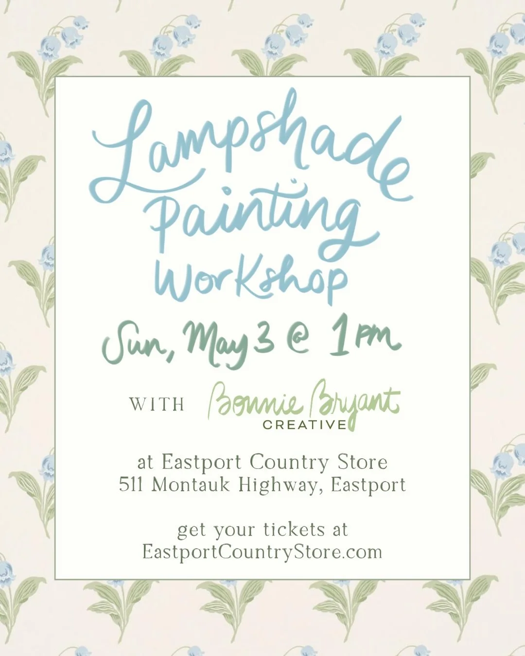 Come to my lampshade painting workshop at @eastportcountrystore 🥰✨💡 Sunday, May 3 at 1 PM!! Tickets at the link in my bio!! ✨🩷