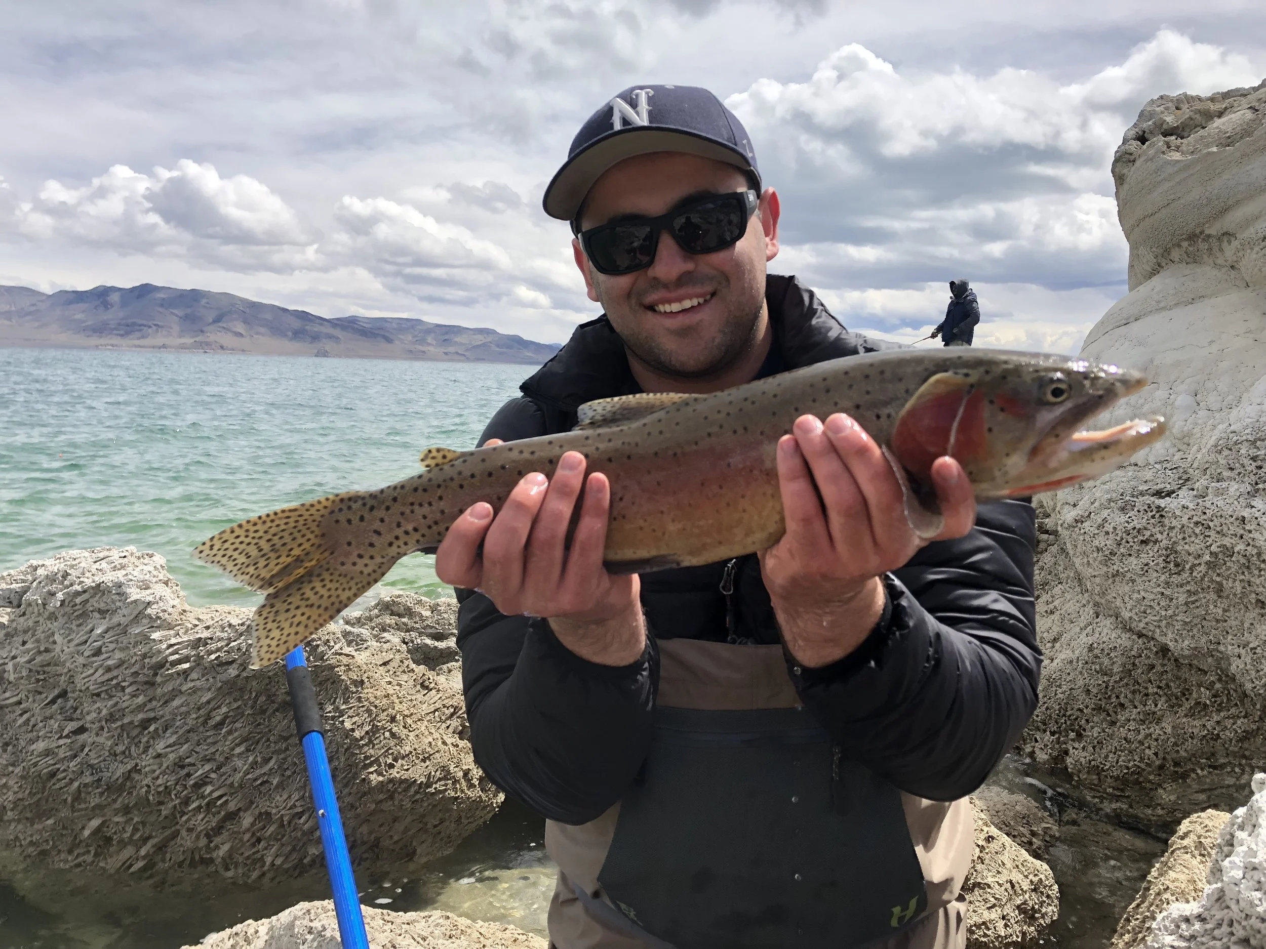 Javier with his first fish on a fly rod