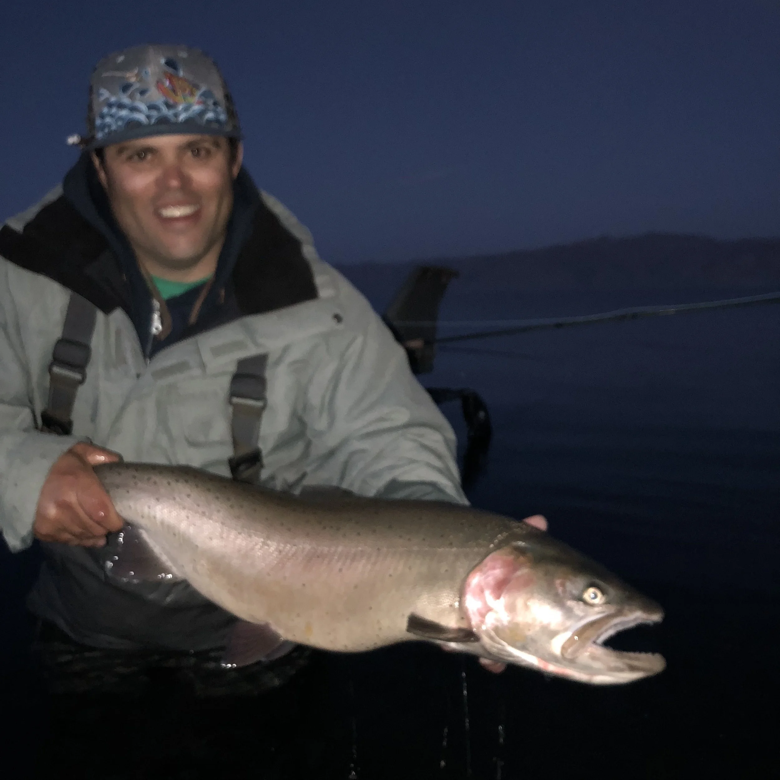 PFC Guide Morgan Kane with a last cast fish at dusk
