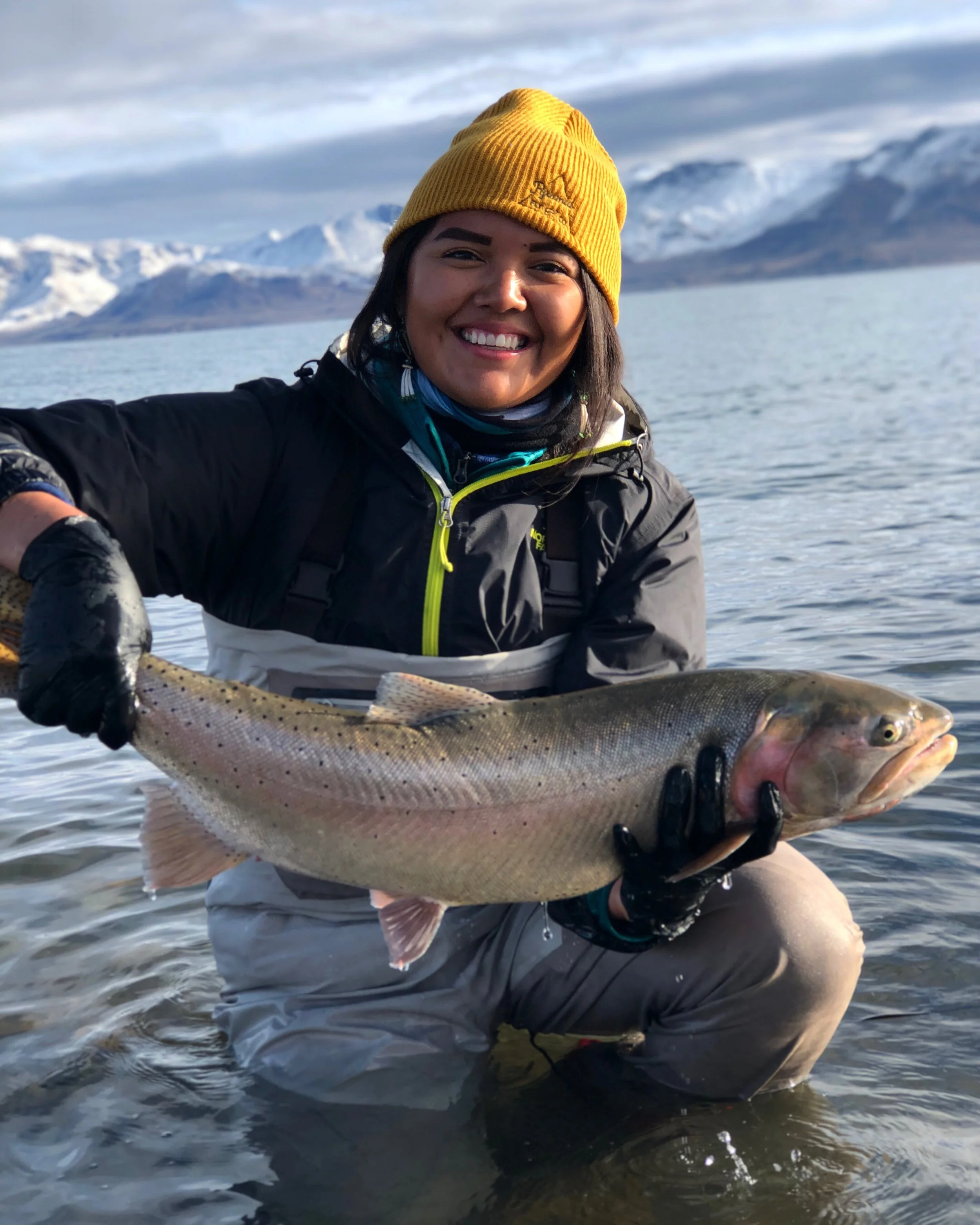 Autumn Harry @numu_wanderer with her first 10 lb Cutthroat. The smile says it all Photo: PFC President Casey Anderson