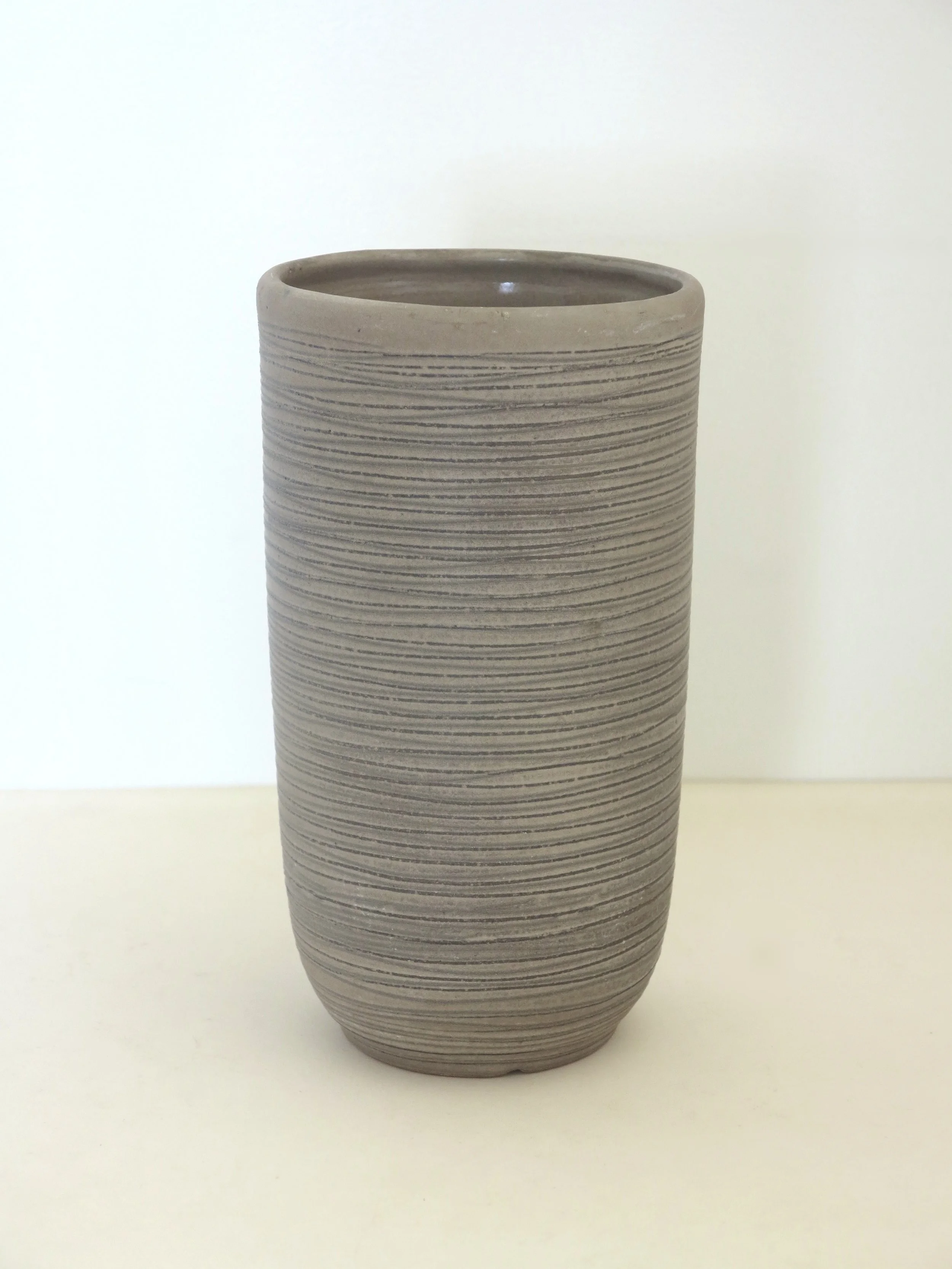 A 1950s Lee Rosen for Design-Technics Ceramic Vase. 9.37" h. (Technic: Slightly Raised Lines)