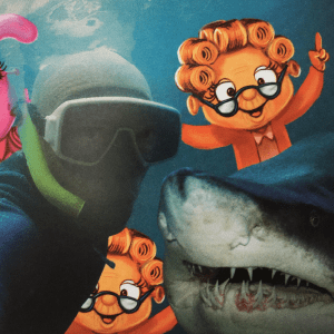 Granny goes swimming with the sharks this time
