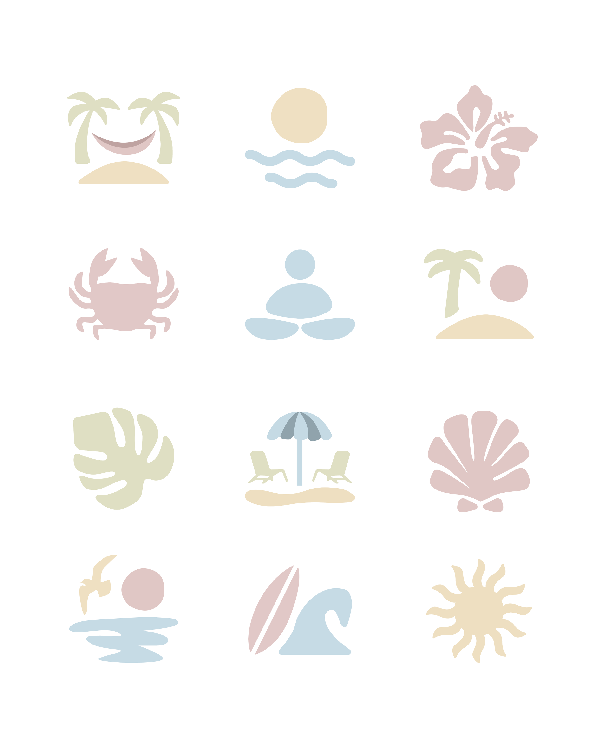 In addition to the brand pattern, I created a set of custom beachy boho icons.