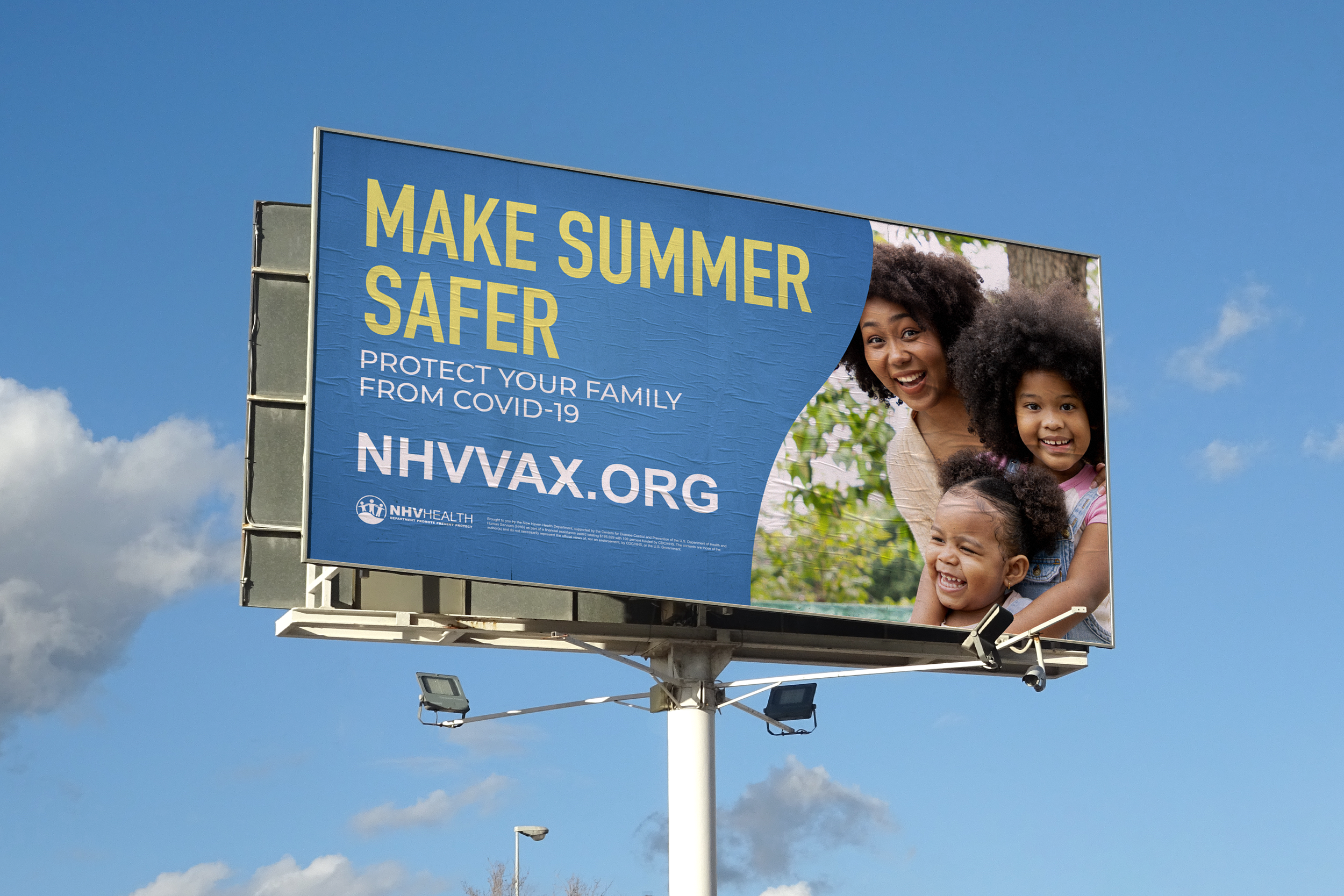 The billboards kept it simple: get people to remember the URL. We created a short, memorable link that drove traffic to the department's online COVID hub.