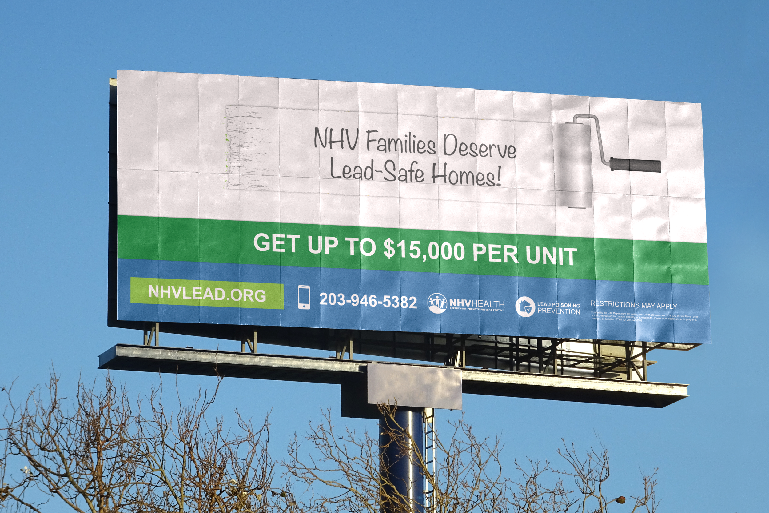 Not every billboard was speaking to the same person. Some were aimed at families and residents, others like this one were designed to catch the eye of landlords who stood to benefit from federally funded abatement services.