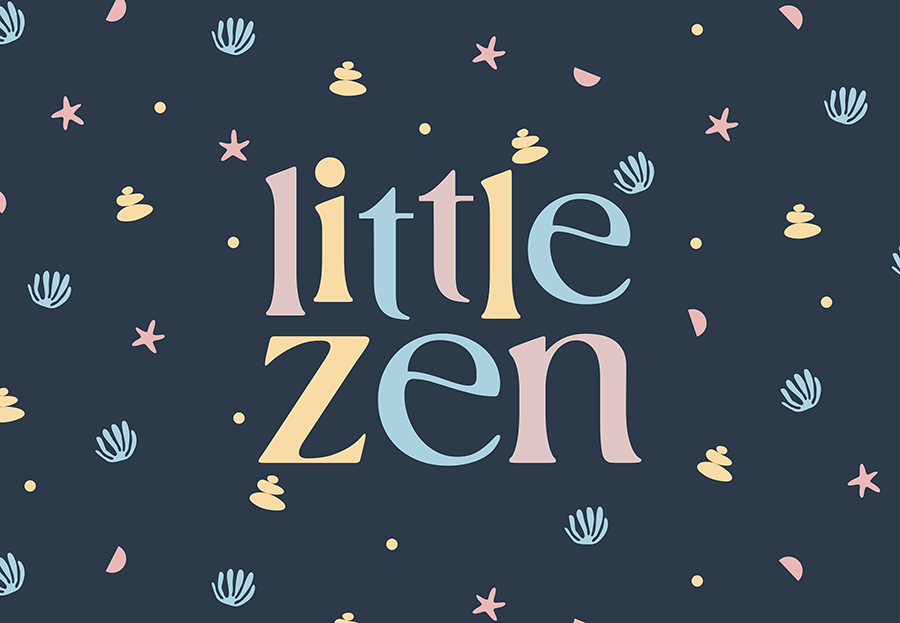The little zen logo and pattern uses a more saturated version of the brand color scheme.