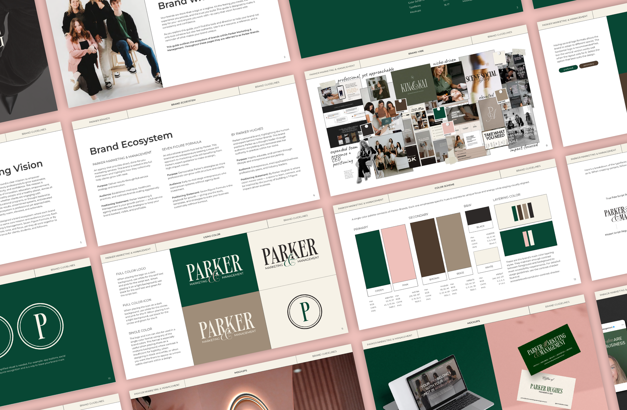 A complete set of brand guidelines documenting the vision and thinking behind the new brand, alongside practical direction on color, typography, logo formatting, usage, and more.
