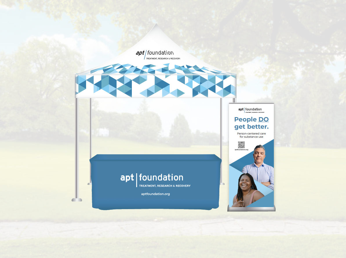 Branded materials included a new event setup for in-person community events.