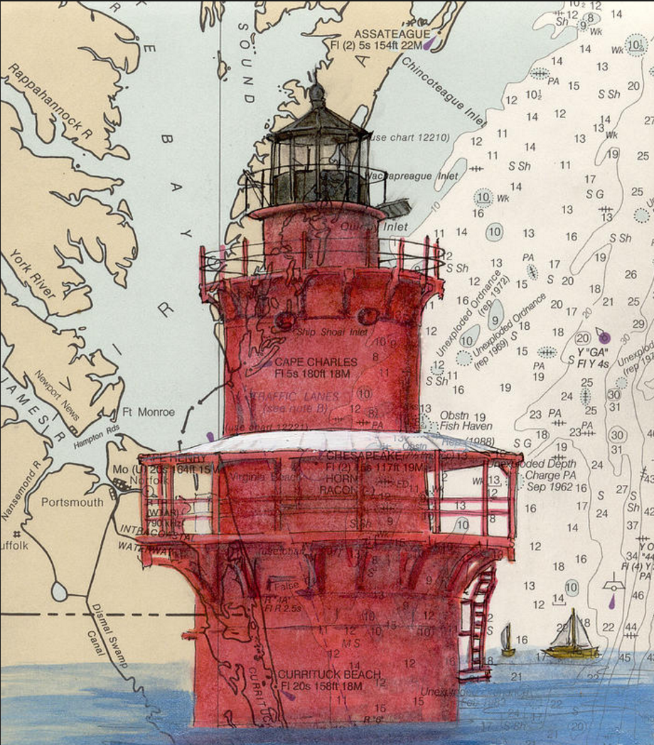   Newport News Middle Ground Lighthouse Va Nautical Chart Map Art,&nbsp; painting by Cathy Peek |&nbsp;November 18th, 2013 |&nbsp;Fine Art America 
