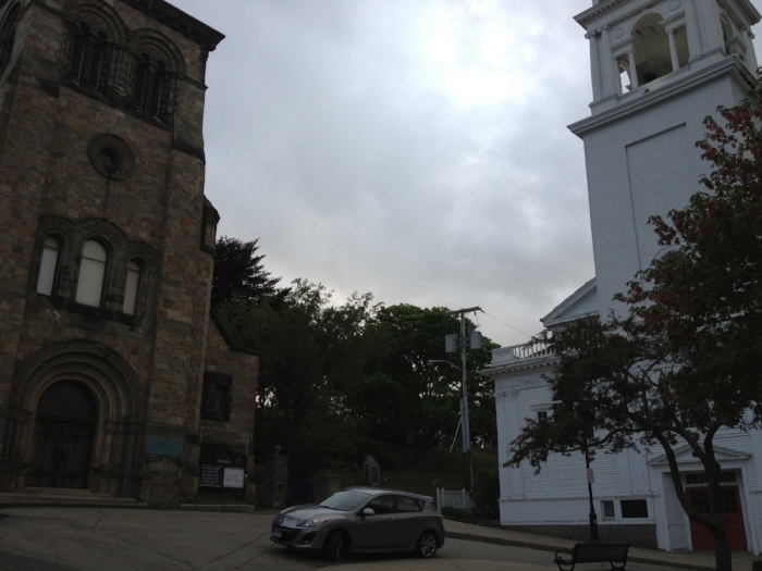 On the left is the first pilgrim congregation in Plymouth, MA. It's now Unitarian. On the right is the Congregationalist church that separated for the sake of the doctrine of the Trinity in the 1800s. That church is now a member of the mainline liberal UCC. These two churches are a visible example of the effect of cultural changes on the church in America. I imagine that at some point a remnant of confessional Christians left this Congregationalist church to set up shop somewhere else where the historic creeds and confessions of the church were more welcomed and cherished.