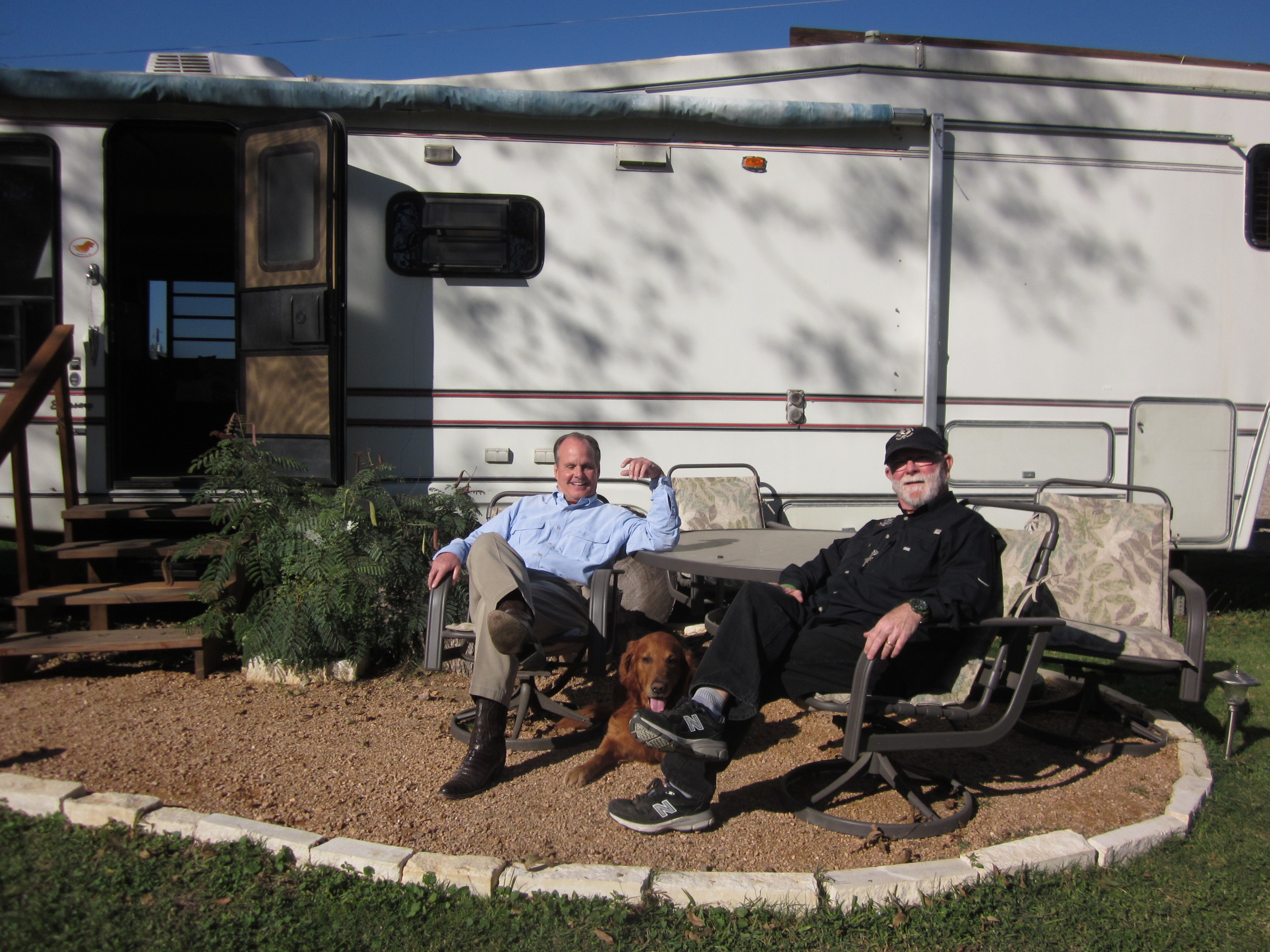 Tim, who donated his mobile home, me, and Alan Graham.