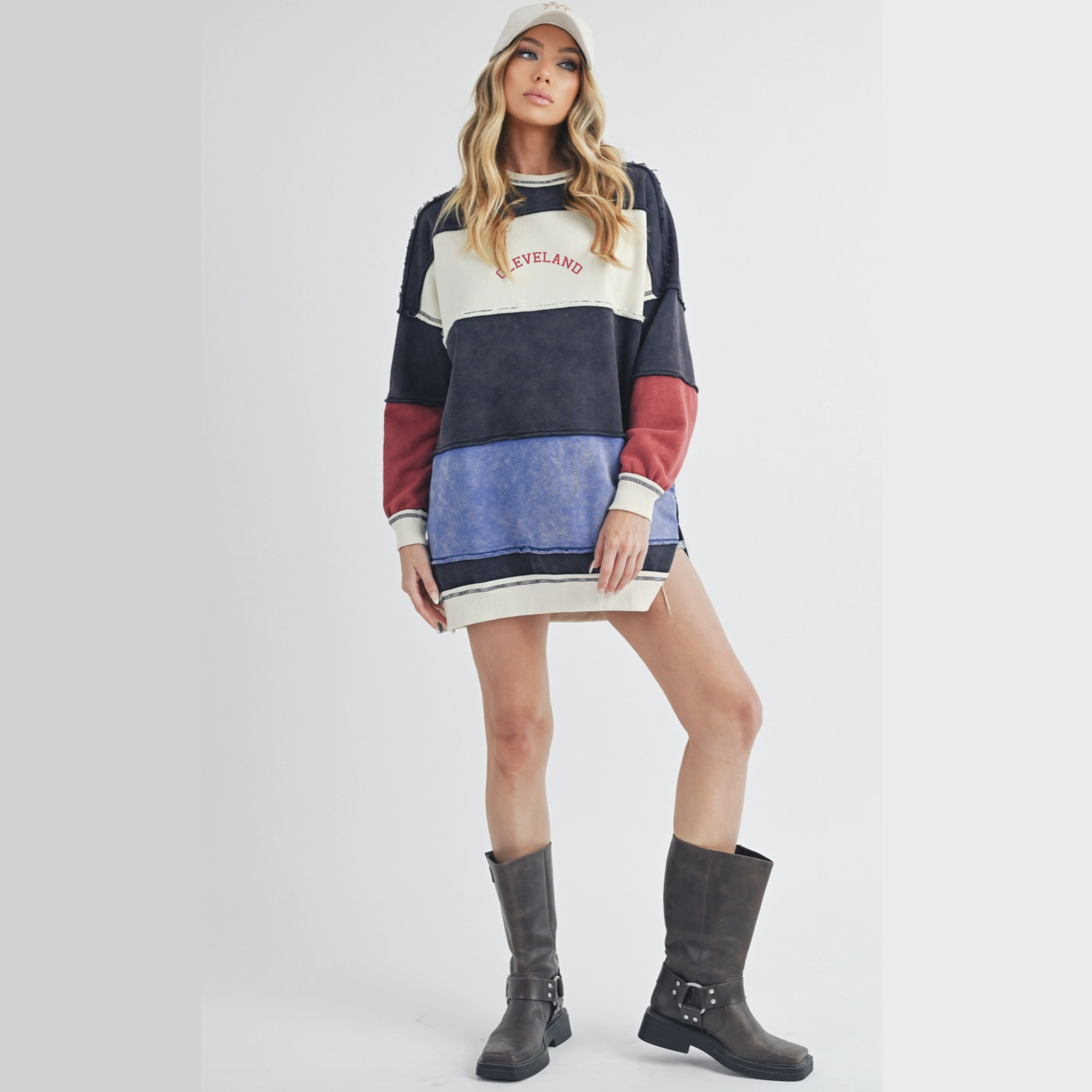 Cleveland Colorblock Crew - Navy Red and Ivory 2.png