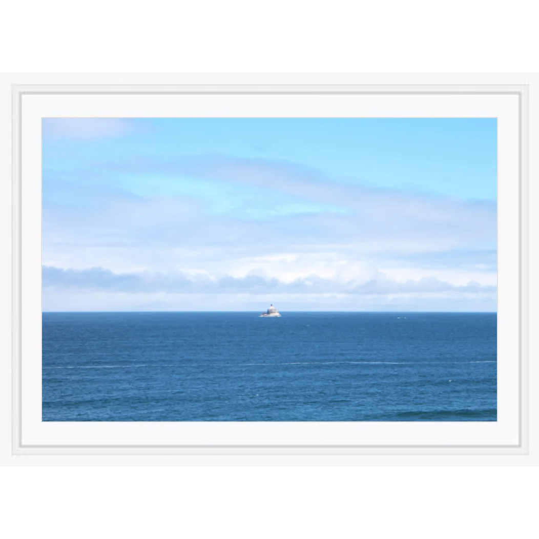 Copy of "Lone Lighthouse" photo with white gallery photo by Emily Roggenburk.