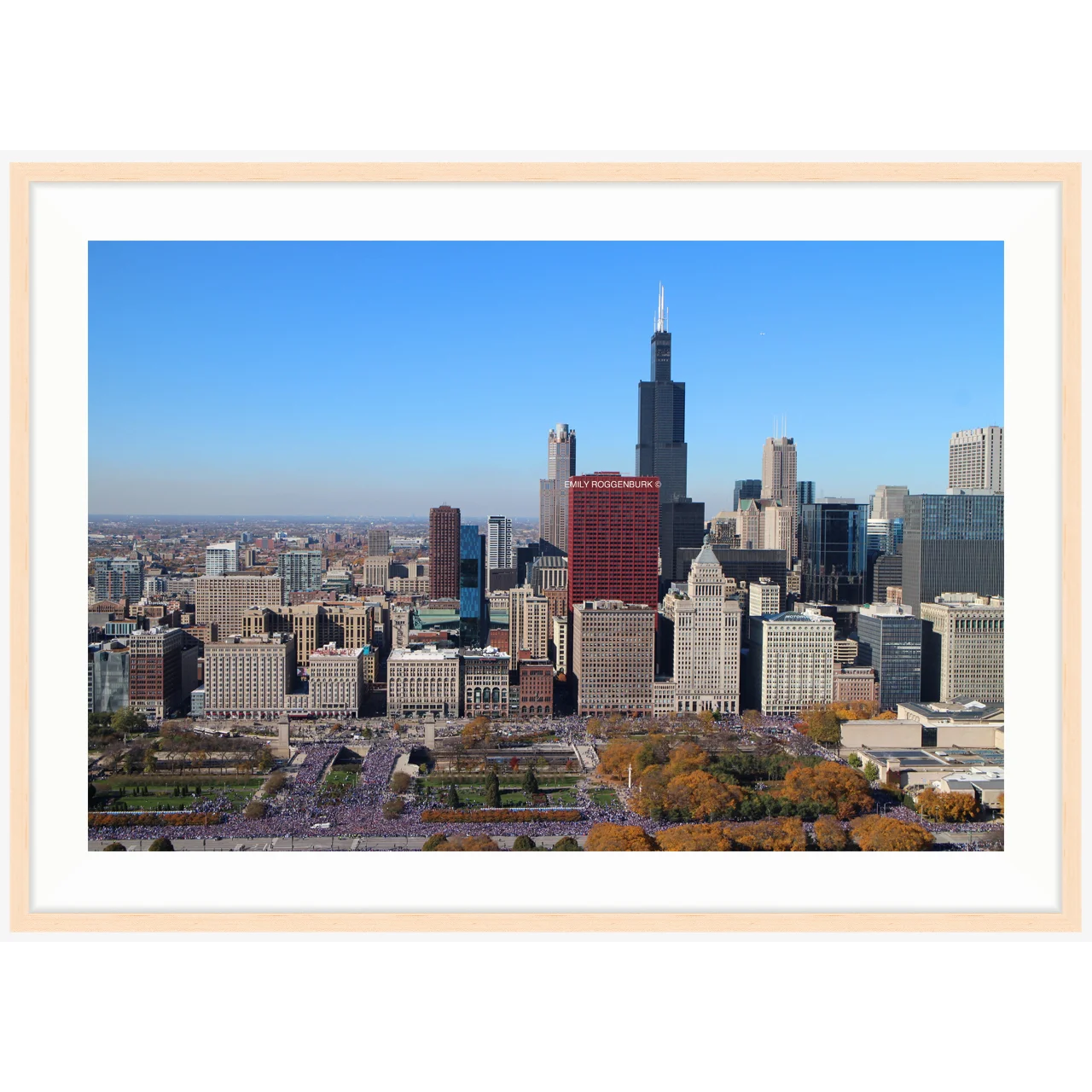 "Skyline Of Champions" photo with natural wood frame by Emily Roggenburk.
