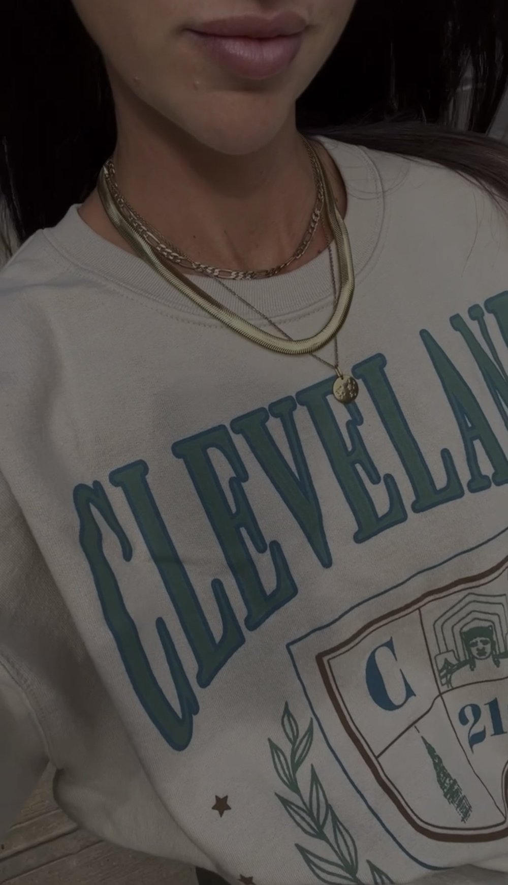 Cleveland Vintage-Style Crewneck Sweatshirt - Sand | Emily Roggenburk  Products
