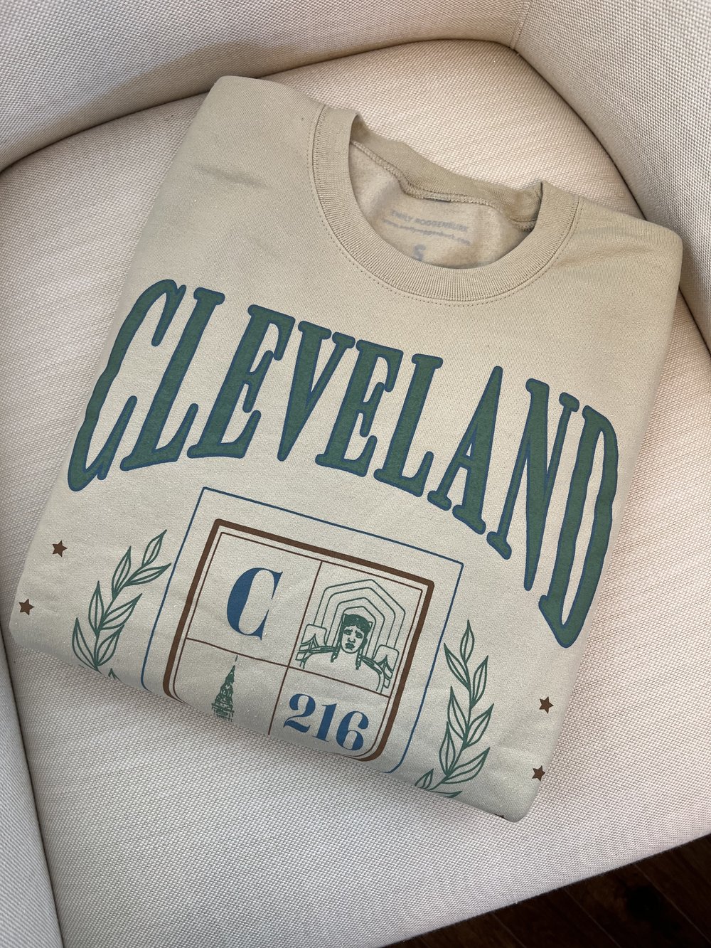 Emily Roggenburk Cleveland Vintage-Style Crewneck Sweatshirt - Sand