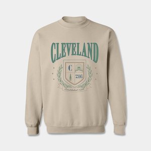 Cleveland Vintage-Style Crewneck Sweatshirt - Sand